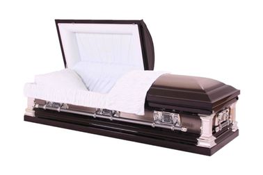 Natural Brushed Silver Finish Metal Casket With Swing Handle SGS Certification MC05